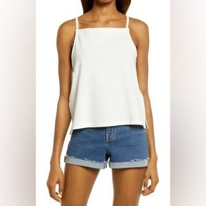 Madewell Seersucker Apron Tank in Lighthouse size small